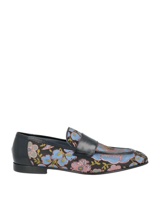 Giovanni Conti Gray Azure Loafers Textile Fibers, Leather for men