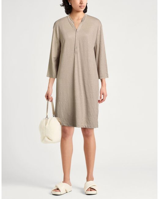 Majestic Filatures Natural Khaki Midi Dress Linen, Elastane