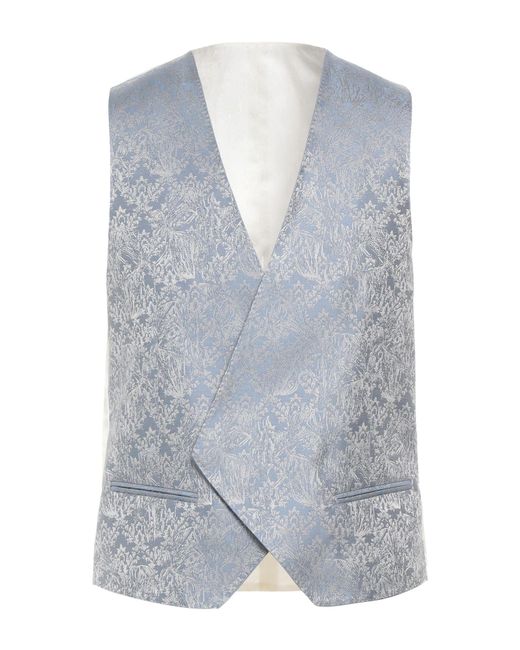 Corneliani Blue Slate Tailored Vest Polyester, Silk for men