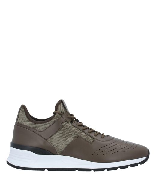 Tod's Brown Sneakers Leather, Textile Fibers for men