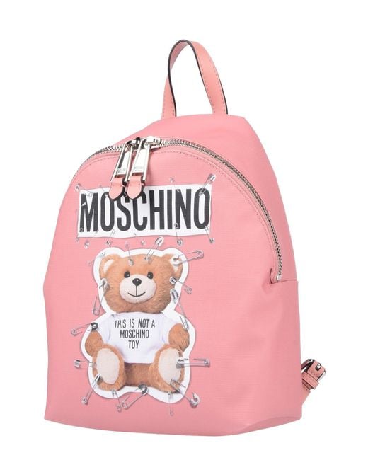 Moschino Pink Backpack Soft Leather, Textile Fibers