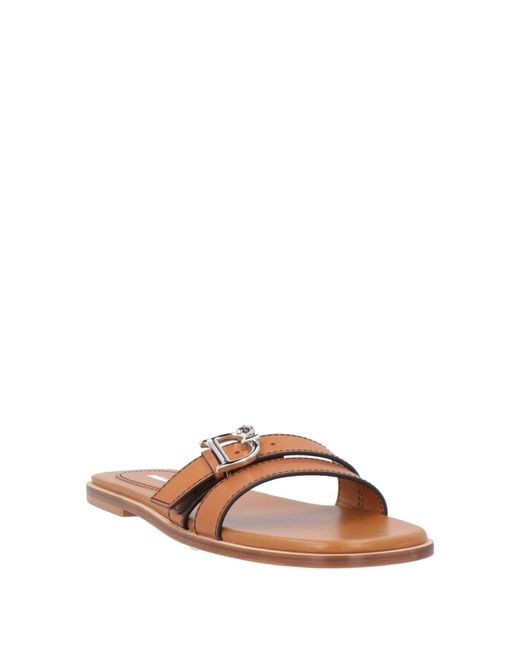 DSquared² Brown Logo-Buckle Leather Flat Sandals