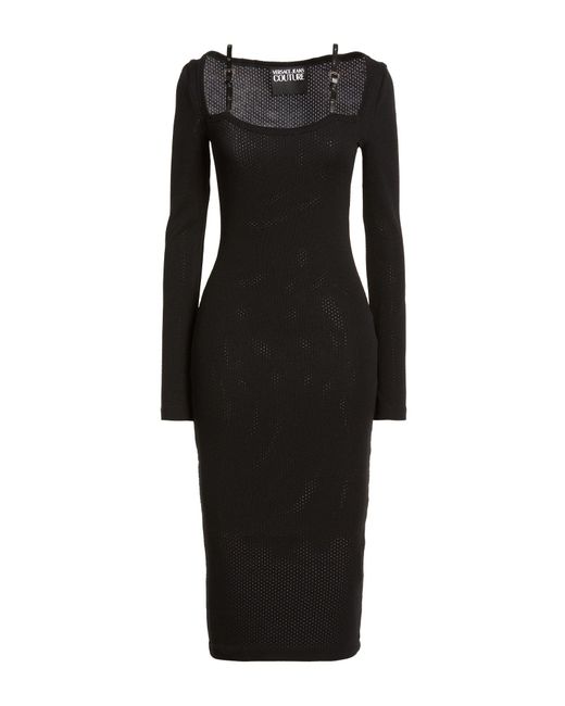 Versace Jeans Couture Women's Black Midi Dress Polyamide