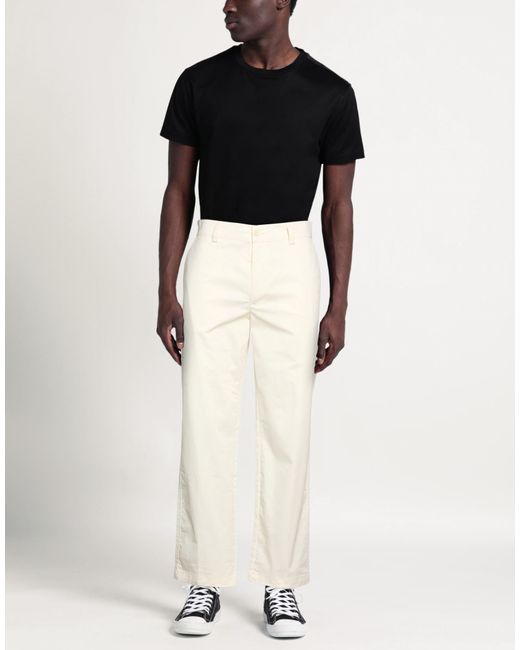 WOC WRITING ON COVER White Pants Cotton, Elastane for men