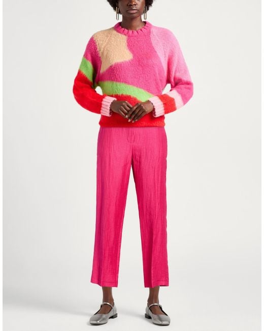 Kaos Pink Fuchsia Pants Viscose, Linen, Polyester, Polyamide