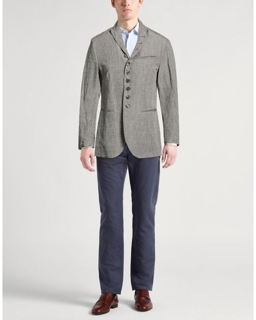 John Varvatos Gray Blazer Viscose, Linen, Silk for men
