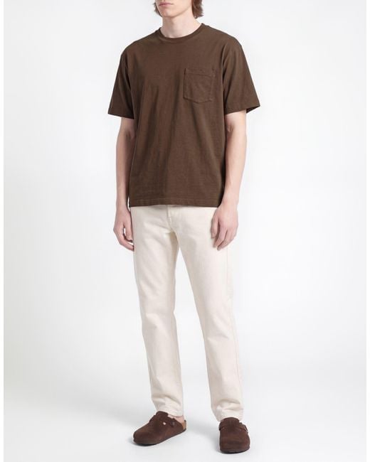 Officine Generale Brown T-Shirt Lyocell, Cotton for men