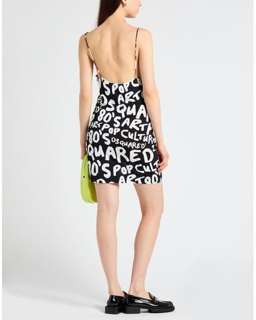 DSquared² Black Mini Dress Viscose, Elastane