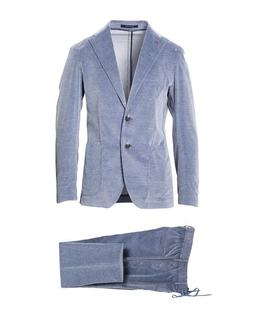 Tagliatore Blue Suit Cotton, Cashmere, Elastane for men