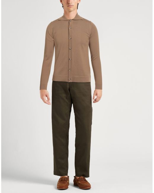 Alpha Studio Brown Cardigan Merino Wool for men