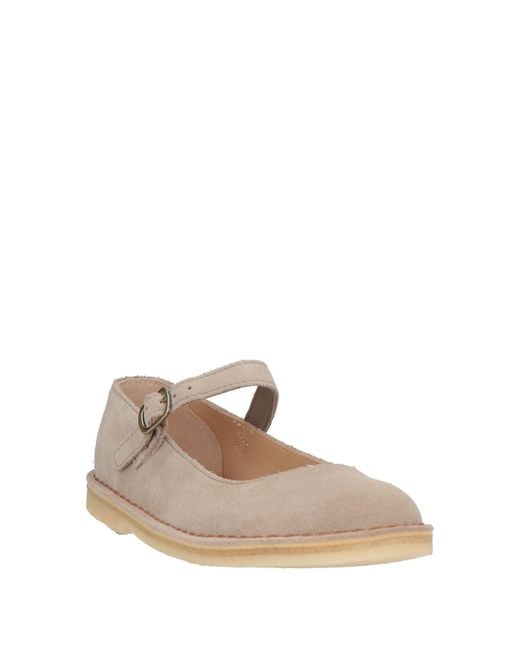 Clarks White Sand Ballet Flats Leather