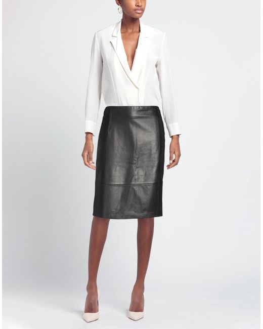 Vince Gray Midi Skirt Leather