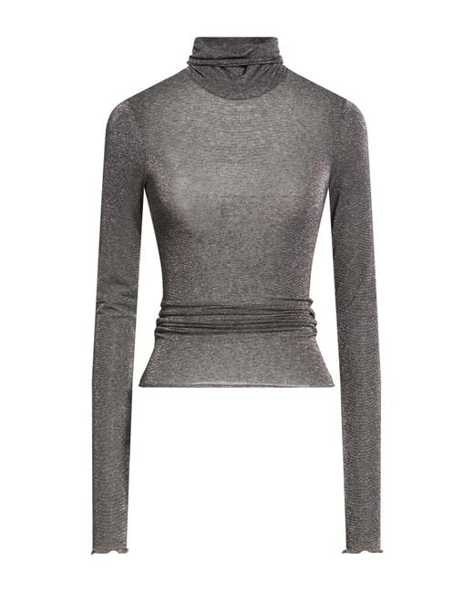 SIMONA CORSELLINI Gray T-Shirt Viscose, Polyamide, Metallic Fiber, Elastane