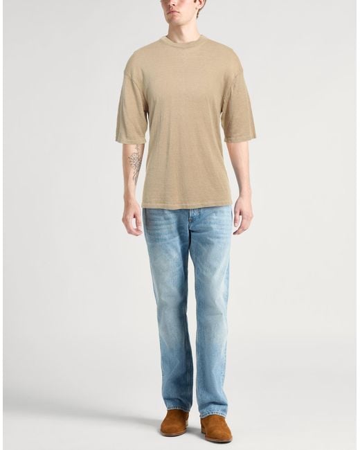 Roberto Collina Natural Sand Sweater Linen for men