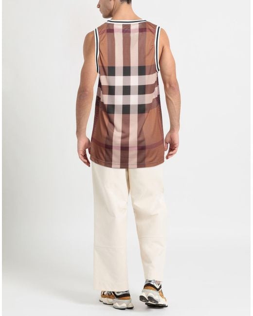 Burberry Brown Checked Mesh Tank Top for men