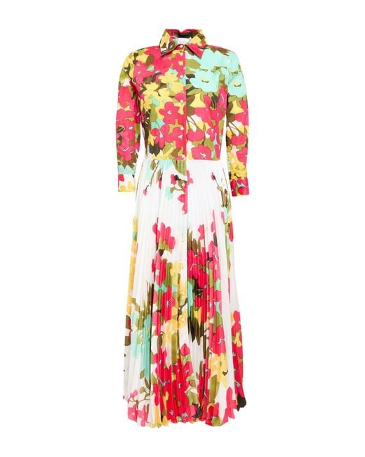 Sara Roka White Midi Dress Polyester, Cotton, Elastane