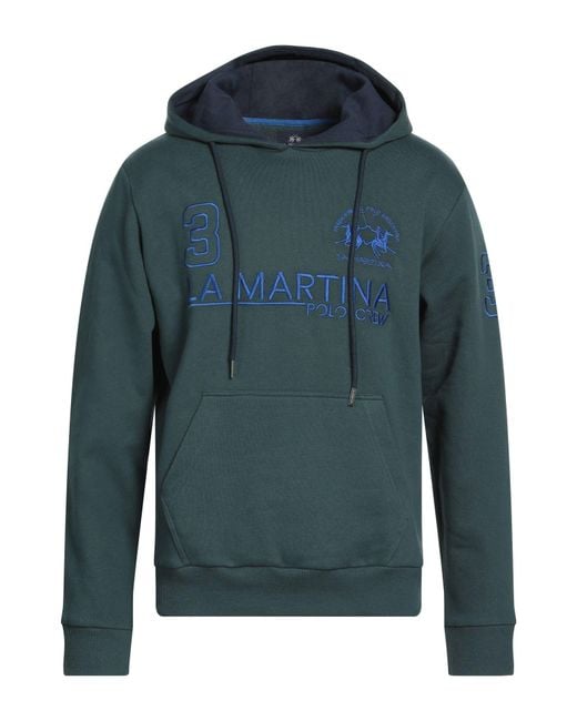 La Martina Blue Dark Sweatshirt Cotton for men