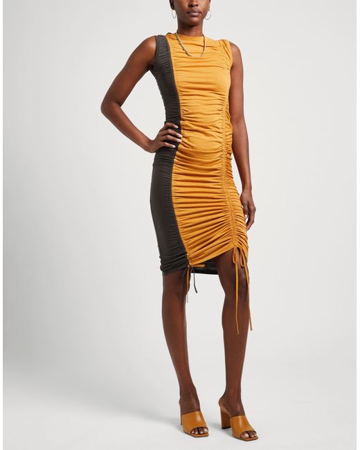 (DI)VISION Metallic Camel Midi Dress Cotton