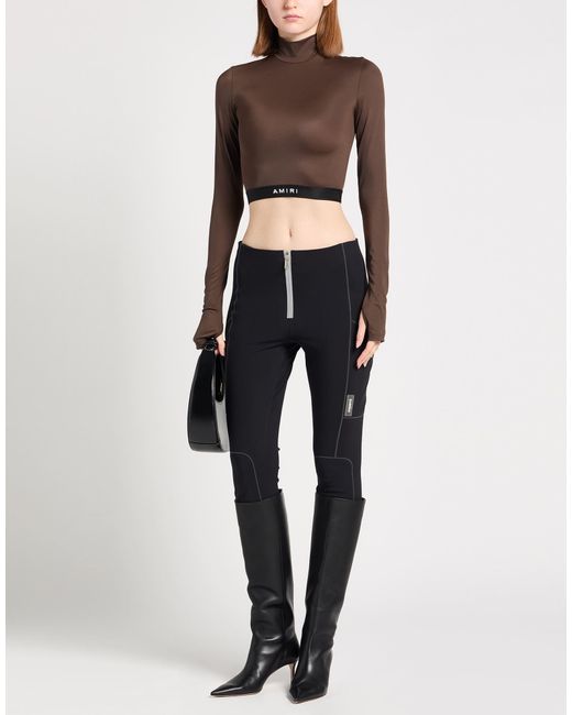 Amiri Brown Logo Crop Stretch Top