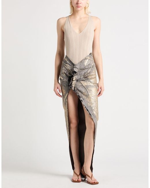 Rick Owens Metallic Maxi Skirt Cotton, Elastomultiester, Rubber