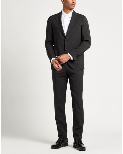 Lardini Black Suit Polyester, Wool, Elastane for men