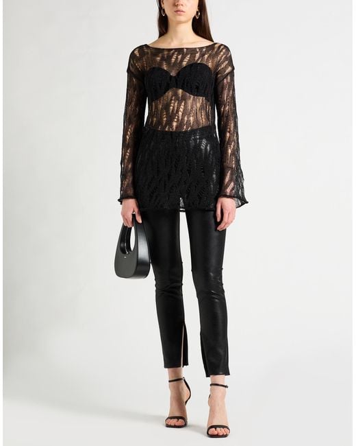 Isabel Benenato Black Sweater Cotton, Metallic Fiber