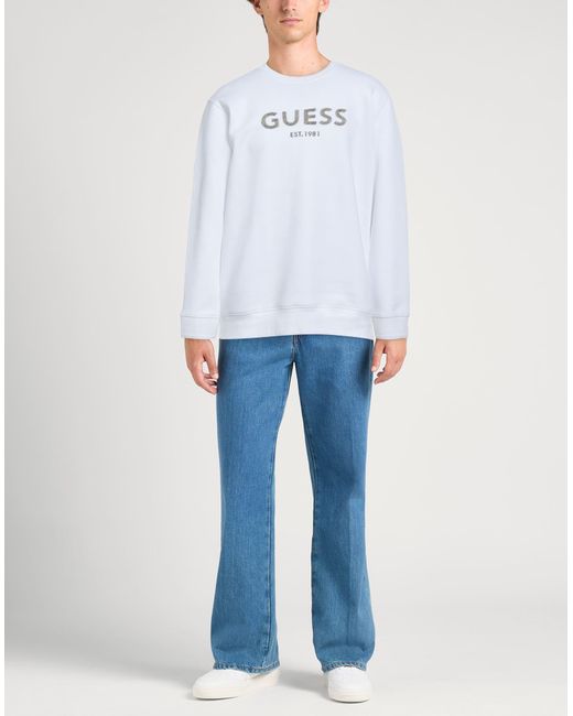 Guess White Sweatshirt Cotton, Polyester for men
