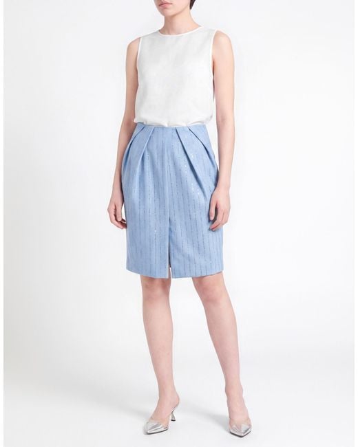 DES_PHEMMES Blue Light Midi Skirt Wool, Polyester, Polyamide, Viscose