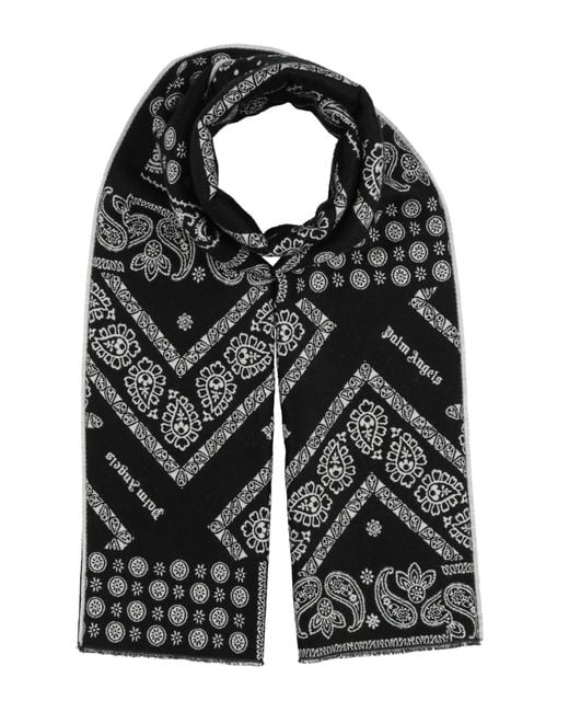Palm Angels Black Scarf Wool, Cotton for men