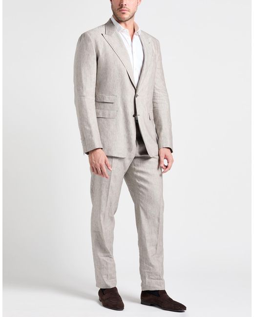 Dolce & Gabbana White Light Suit Linen, Silk for men