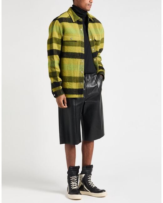 Rick Owens Acid Green Virgin Wool Overshirt for men