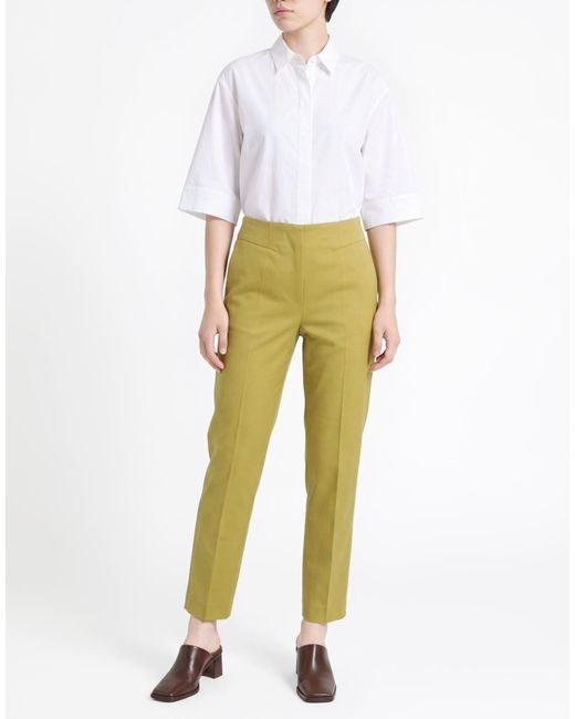 Erika Cavallini Semi Couture Yellow Pants Polyester, Virgin Wool, Elastane