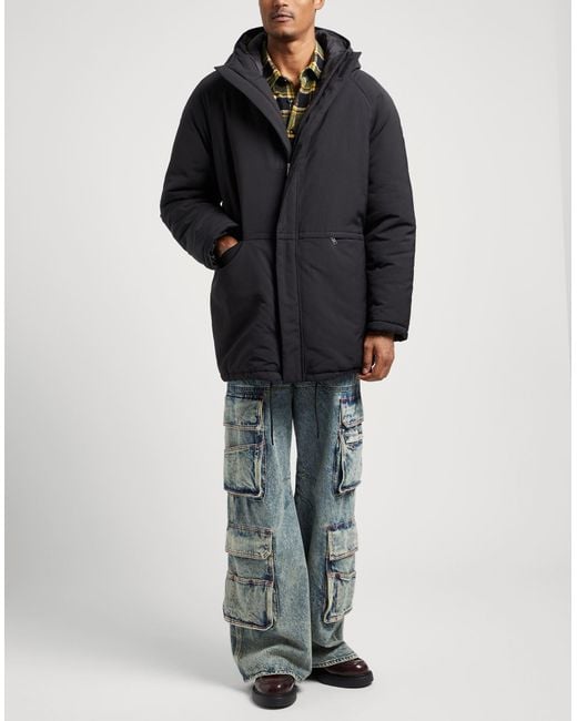 Sandro Black Coat Polyester, Polyamide for men