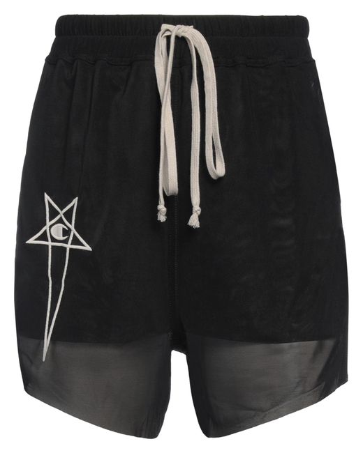 Rick Owens X Champion Black Shorts & Bermuda Shorts Polyamide, Elastane