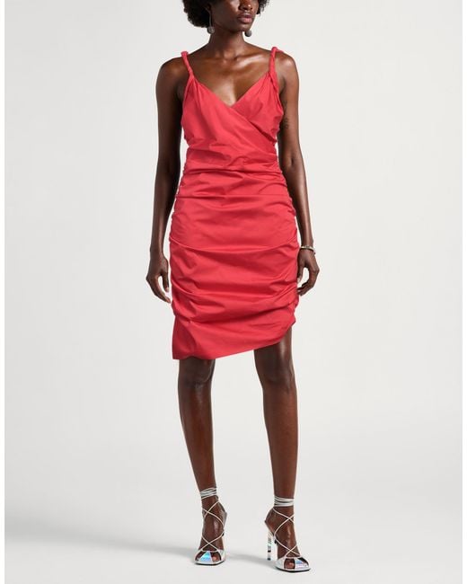 Pinko Red Midi Dress Cotton, Elastane