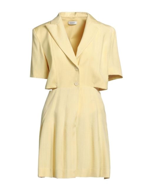 Sandro Yellow Lilirose Cutout Woven Mini Shirt Dress