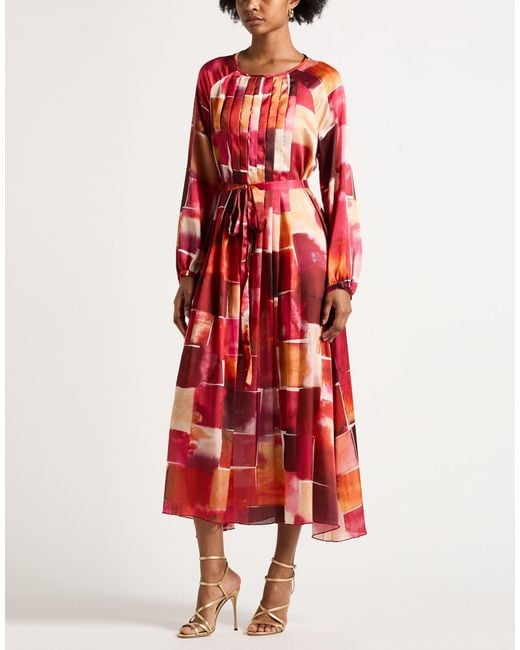 High Red Midi Dress Polyester