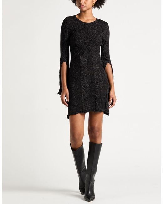Akep Black Mini Dress Viscose, Polyamide, Polyester