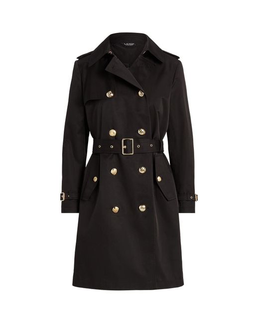 Ralph Lauren Double-breasted Cotton-blend Trench Coat in Black | Lyst UK