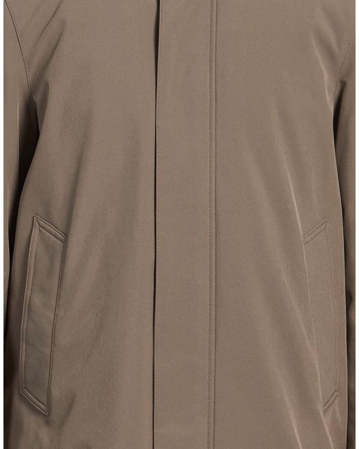 Woolrich Brown Taupe Coat Polyester, Elastane for men