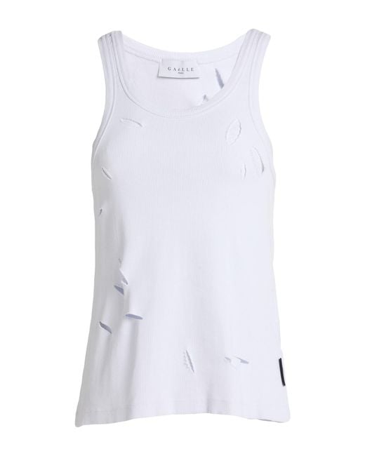 Gaelle Paris White Tank Top Polyester, Elastane