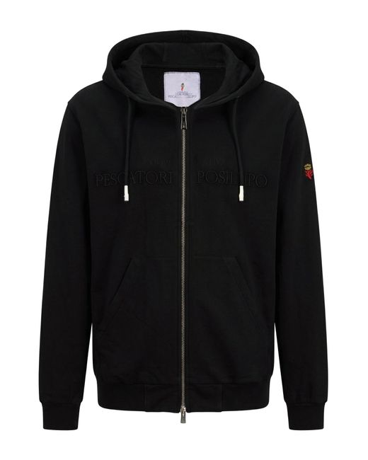 Cooperativa Pescatori Posillipo Black Sweatshirt Cotton, Elastane for men