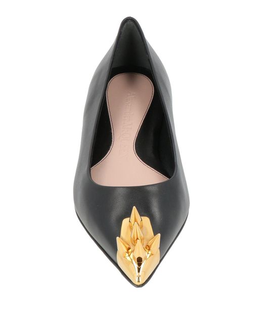 McQueen Black Ballet Flats Leather