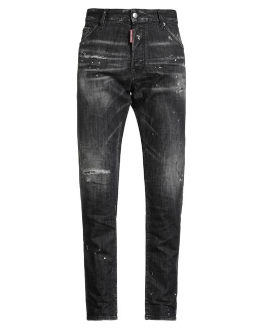 DSquared² Gray Jeans Cotton, Elastane, Calfskin for men