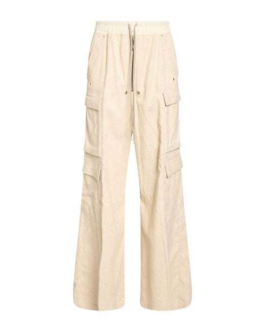 Rick Owens Natural Cream Pants Cotton, Linen for men