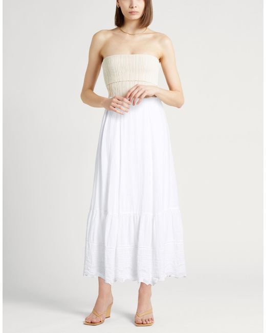 120% Lino White Midi Skirt Linen