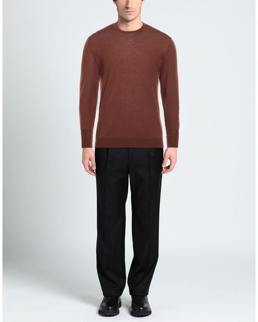 PT Torino Brown Sweater Virgin Wool for men