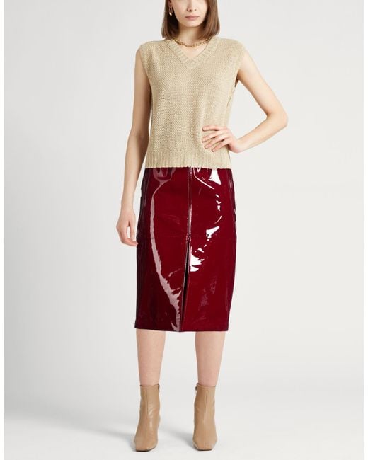 Tod's Red Midi Skirt Ovine Leather