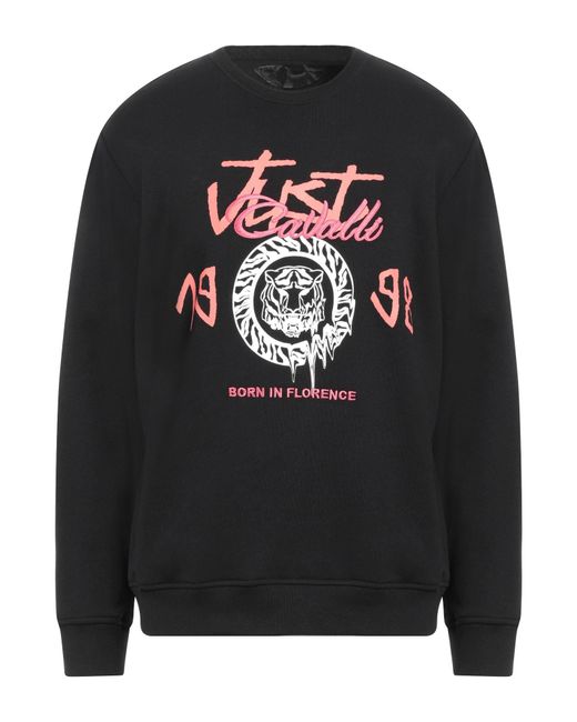 Just Cavalli Black Sweatshirt Cotton, Elastane for men