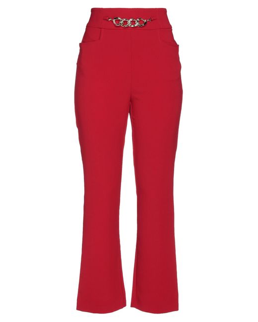 Denny Rose Red Pants Polyester, Elastane